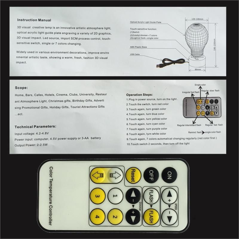 3d-kattbytbar Färg Led-lampa