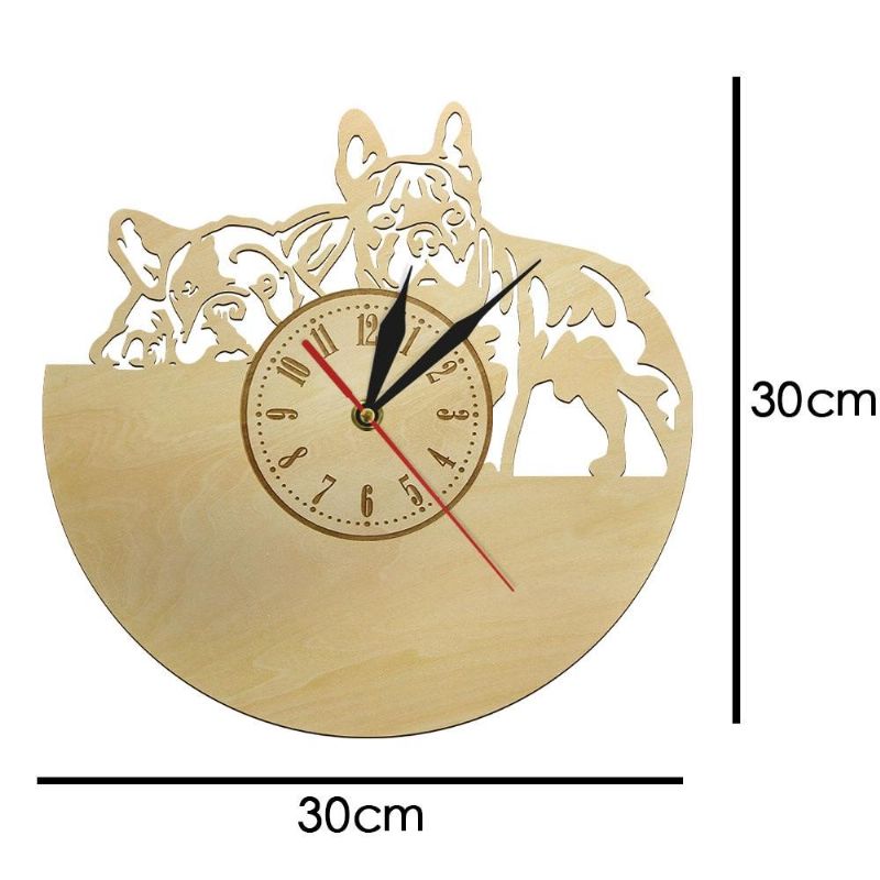 3d Väggklocka Fransk Bulldog Design