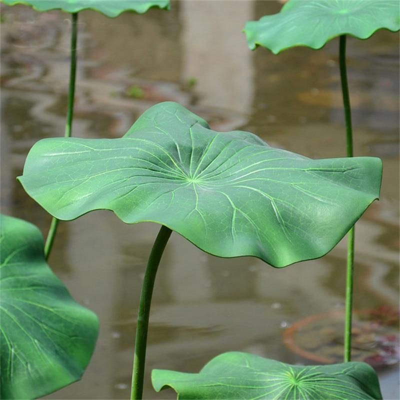 Artificiellt Lotusblad Med Lång Stammfiskdammdekoration