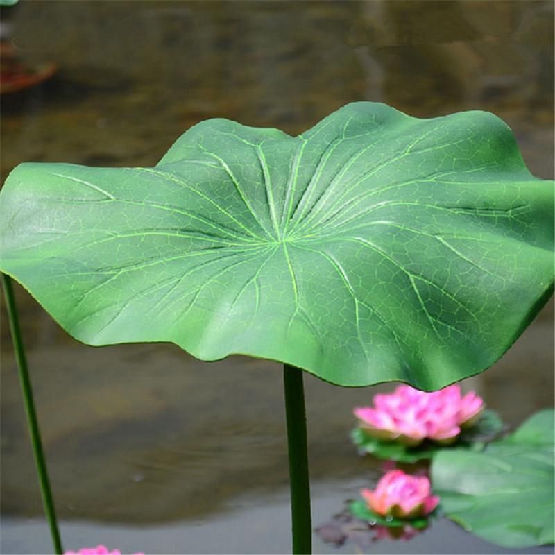 Artificiellt Lotusblad Med Lång Stammfiskdammdekoration
