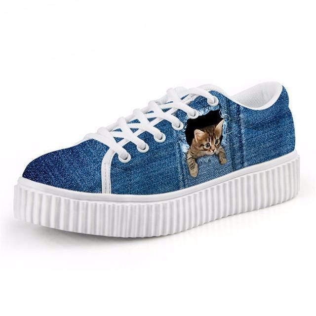 Avslappnad Trött Kattstryck Platt Platå Creepers Skor