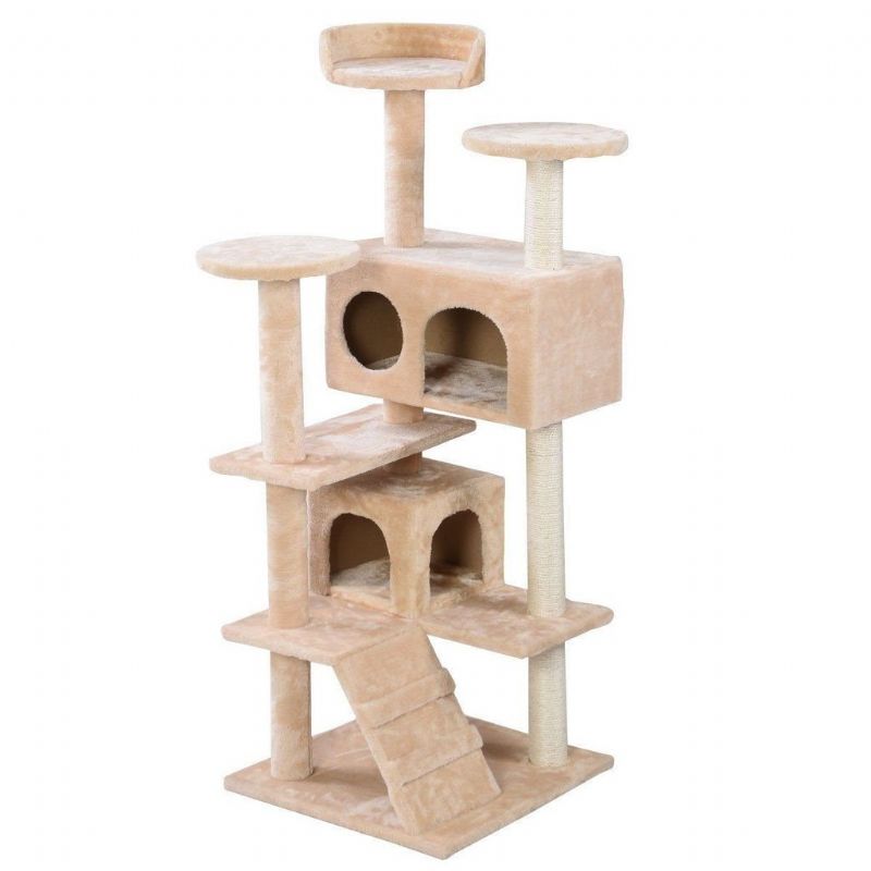 Beige Cat Tree Tower Condo Möbler Skrapstolpe