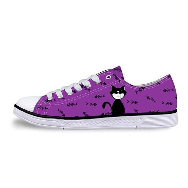 Casual Canvas Dam Sneaker Smiley Cat Design I Violetta Skor