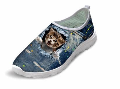 Casual Wow Cat Tryckta Air Mesh Skor