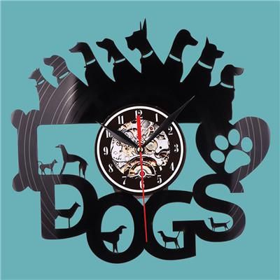 Hundar Vinyl Väggklocka