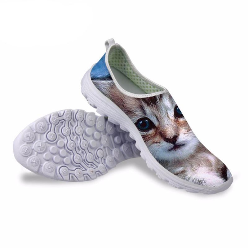 Kvinnor Casual Mesh 3d Liten Katt Skor Design