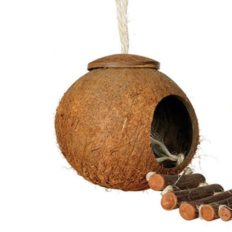 Naturligt Kokosnötskal Hängande Fågelbohus Gömställd Bur