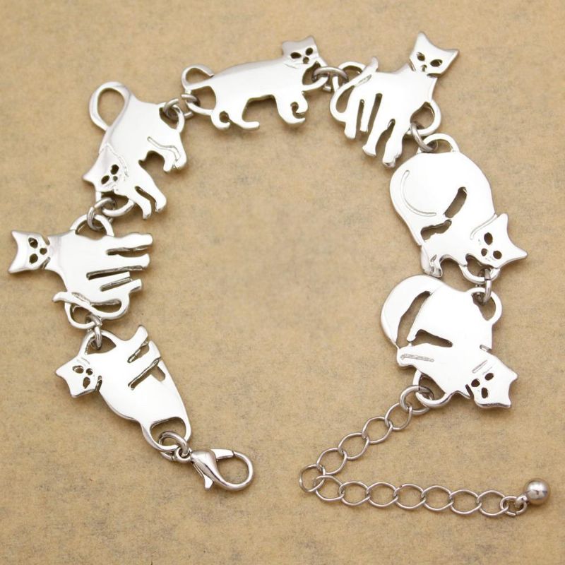 Silver Egyptiska Bastet Kedjelänkarmband