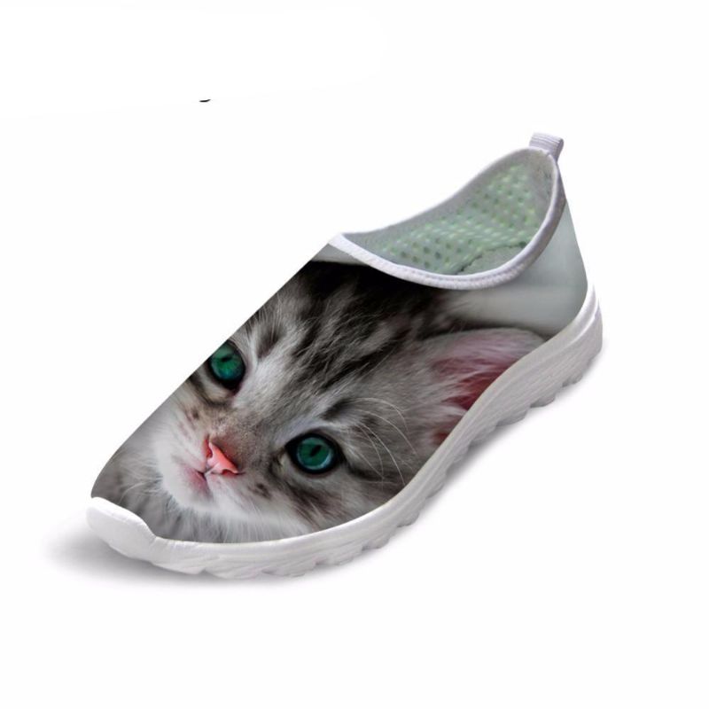 Söta 3d Katt Tryck Air Mesh Skor