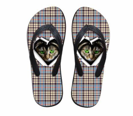 Söta Gröna Ögon Katt Slip-on Rund Tå Bekväm Toffel