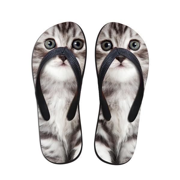 Söta Kvinnor Katt Tryck Strand Flip Flops Tofflor Sandaler