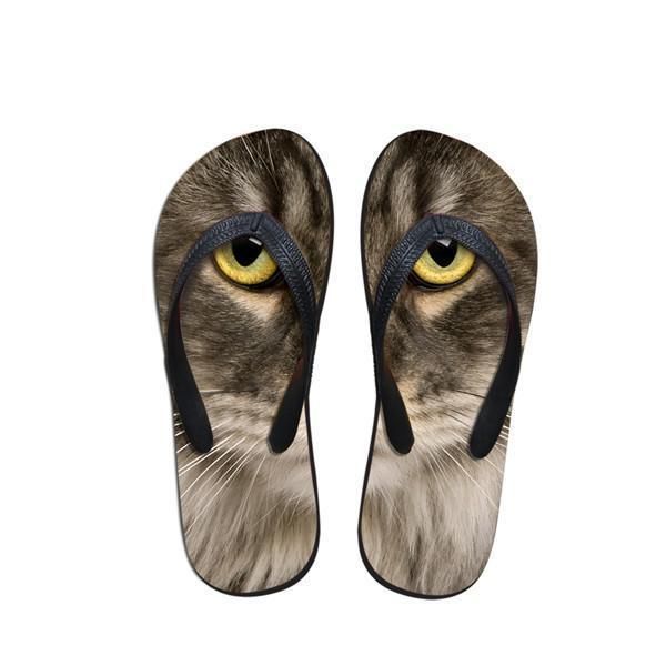 Söta Kvinnor Katt Tryck Strand Flip Flops Tofflor Sandaler