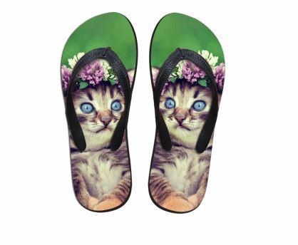 Söta Skakade Kattblommatryck Flip Flops Tofflor