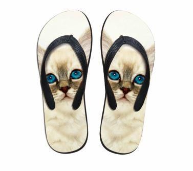 Söta Snö Katt Tryck Flip Flops Tofflor