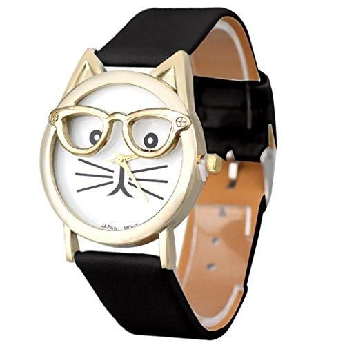 Supersöt Kattglasögon Design Armbandsur För Kvinnor