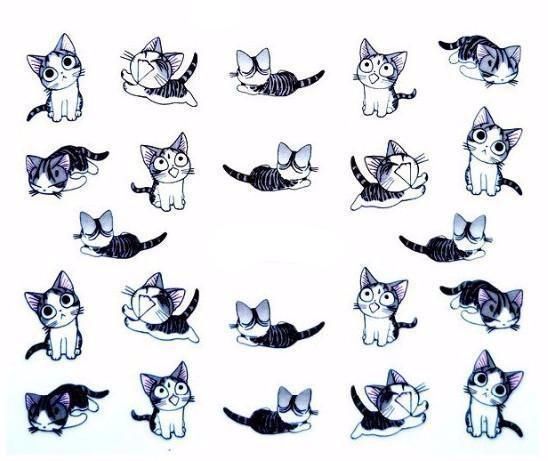Tecknad Kattdesign Spik Konst Dekaler