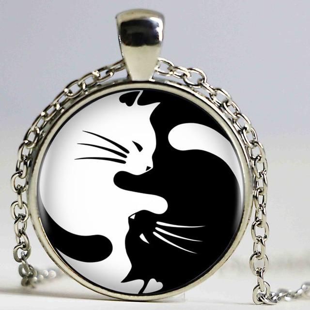 Yin Yang Katter Halsband Hänge