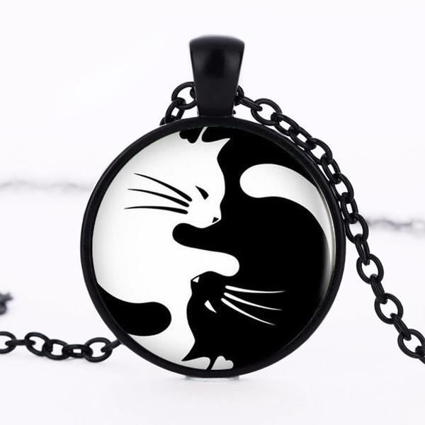 Yin Yang Katter Halsband Hänge