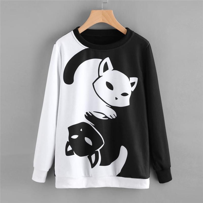 Ying Yang Katt Tryck Pullover